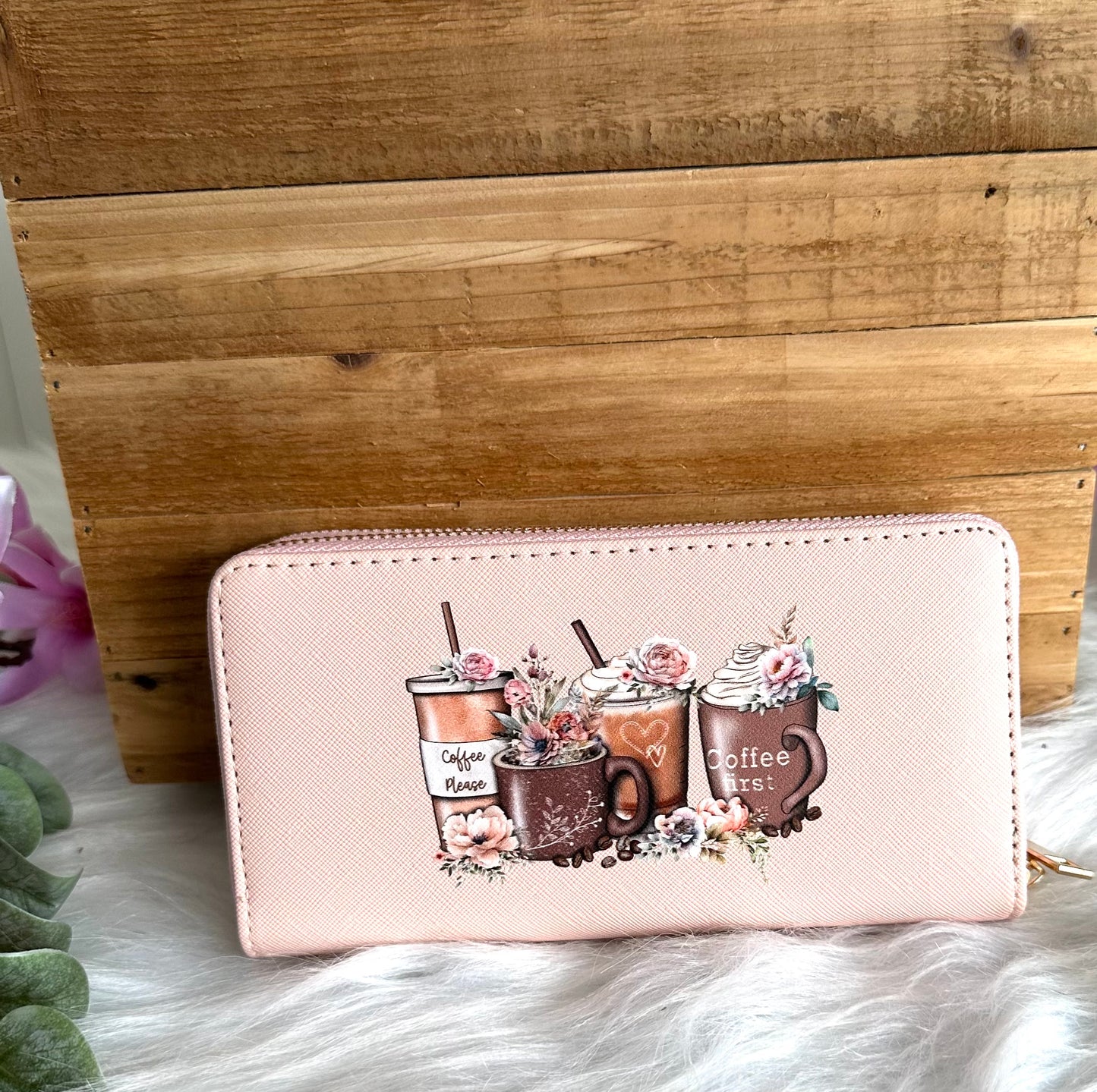 Portemonnaie groß rosa kaffee