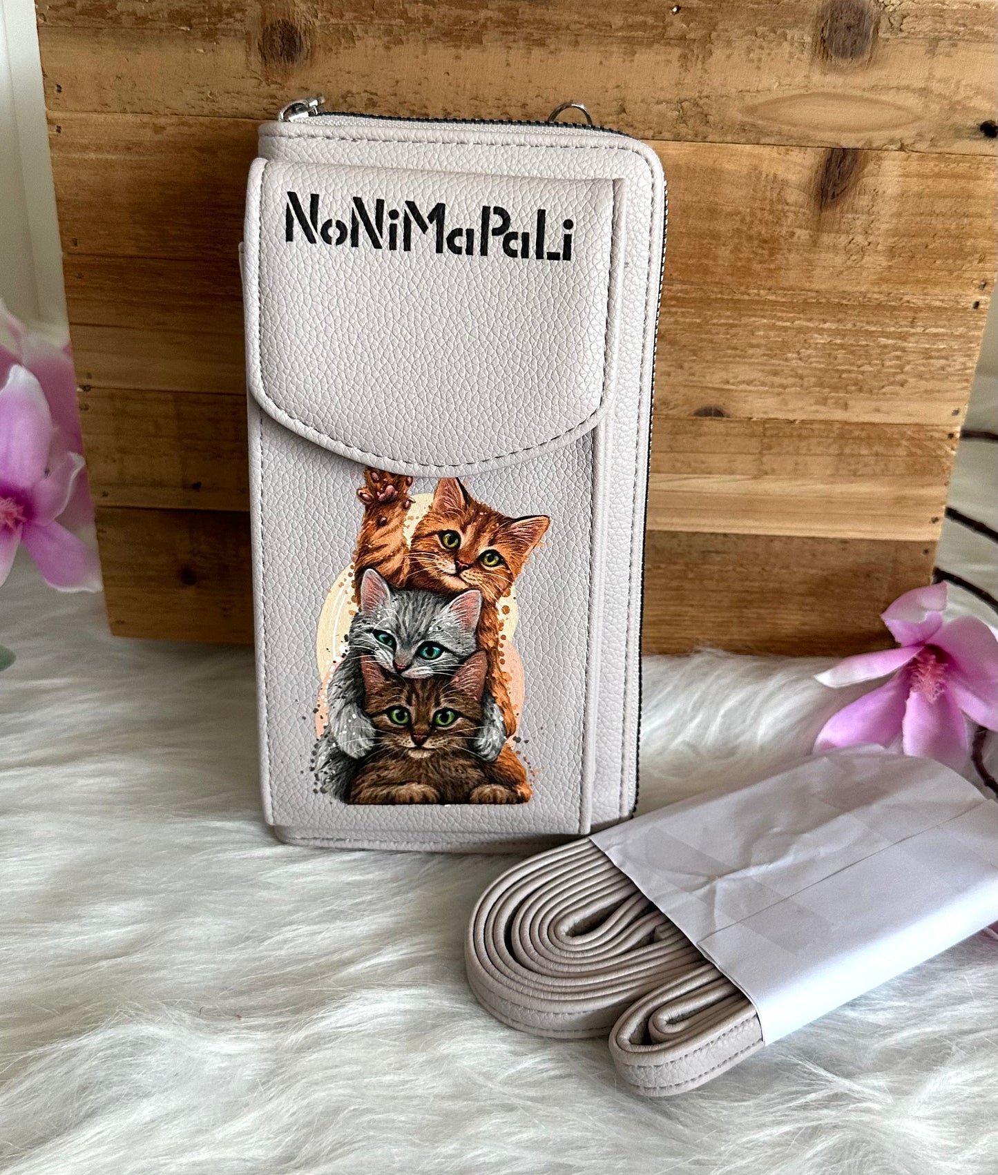 Handy-Bag grau Katzen