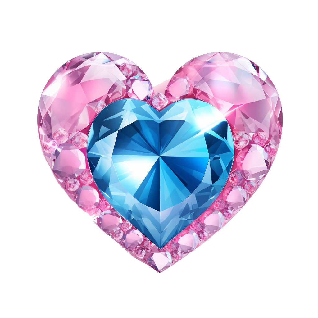 Diamant Herz rosa/blau