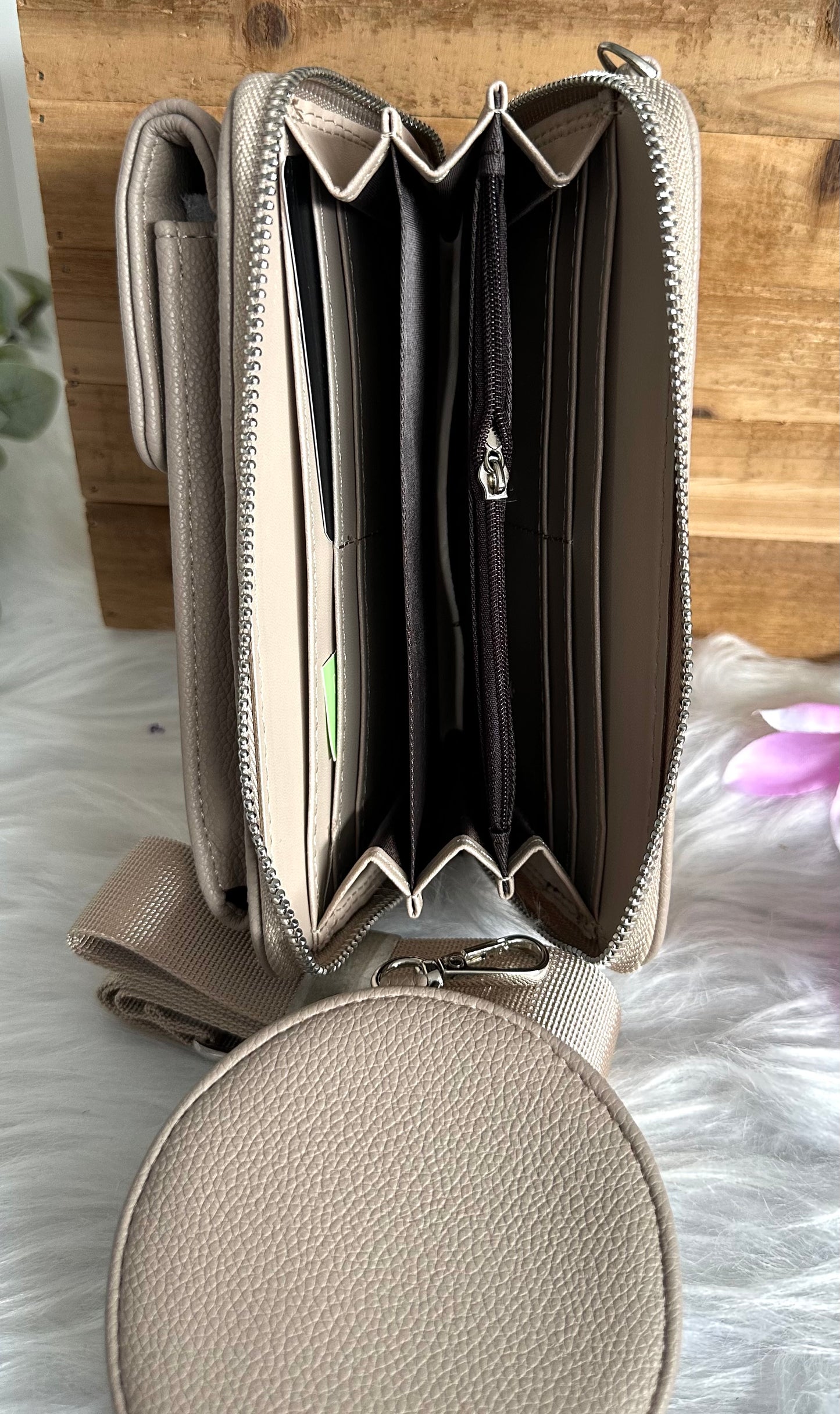 Handy-Bag Taupe mit Wunsch Motiv