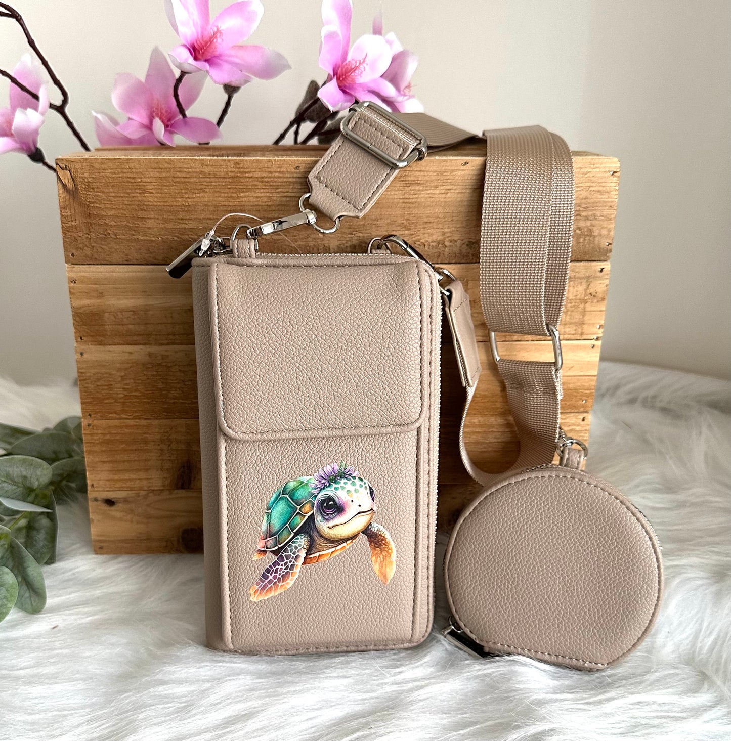 Handy-Bag taupe Schildkröte