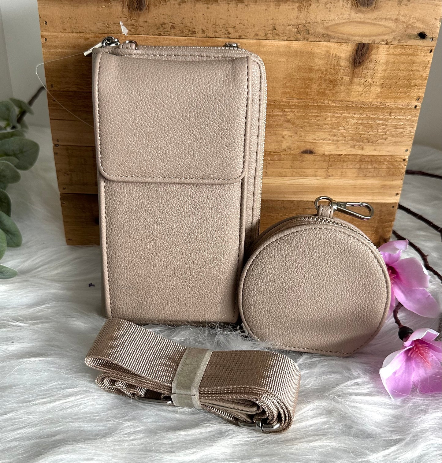 Handy-Bag Taupe mit Wunsch Motiv
