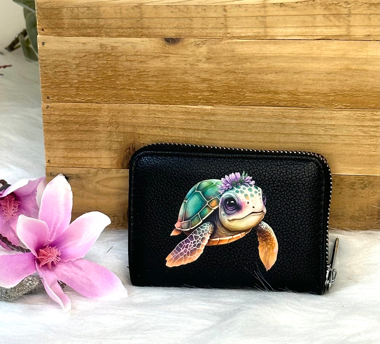 Kartenetui schwarz Schildkröte