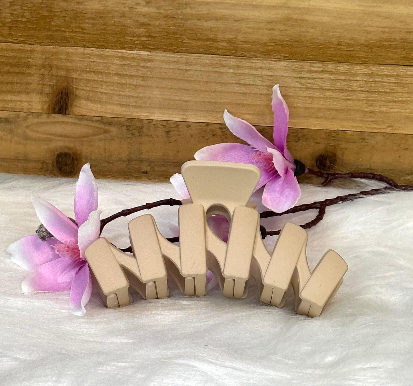 Haarklammer 12 cm gebogen beige