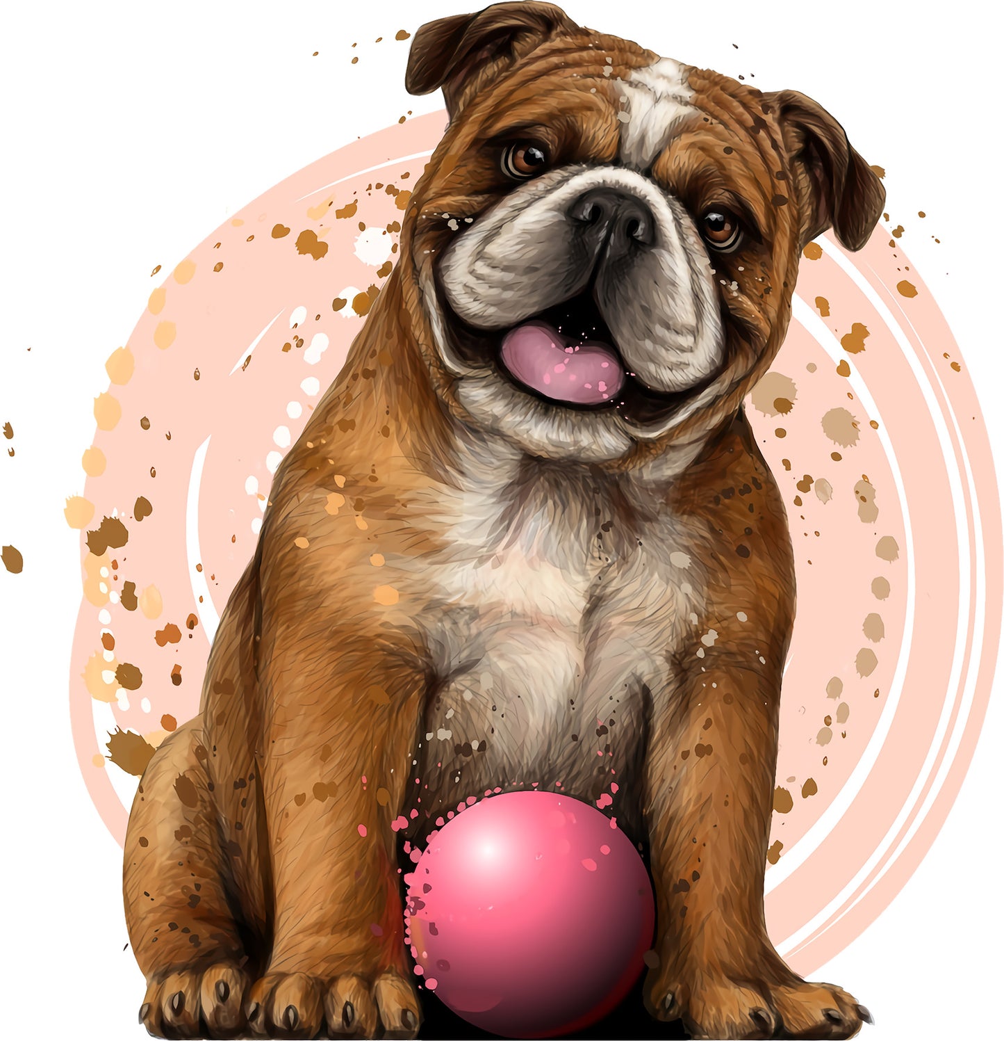 Bulldogge mit Ball | Bügelbild & UV-DTF Sticker