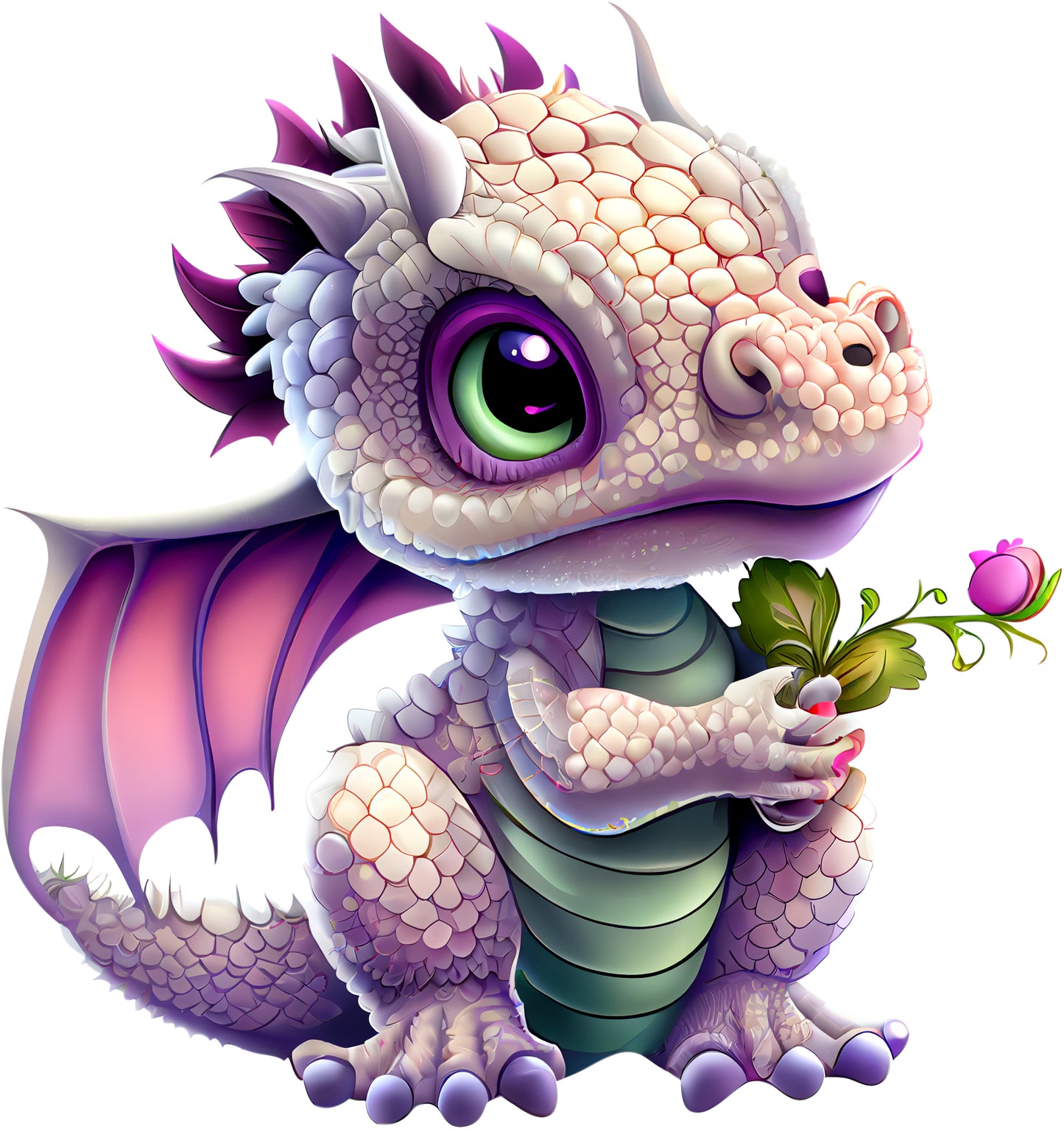 Drache mit Blume | Bügelbild & UV-DTF Sticker