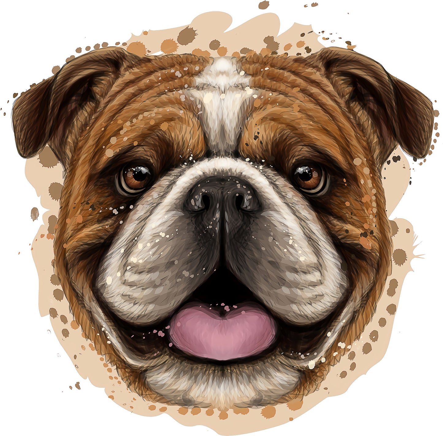 Englischer Bulldoggen Kopf | Bügelbild & UV-DTF Sticker