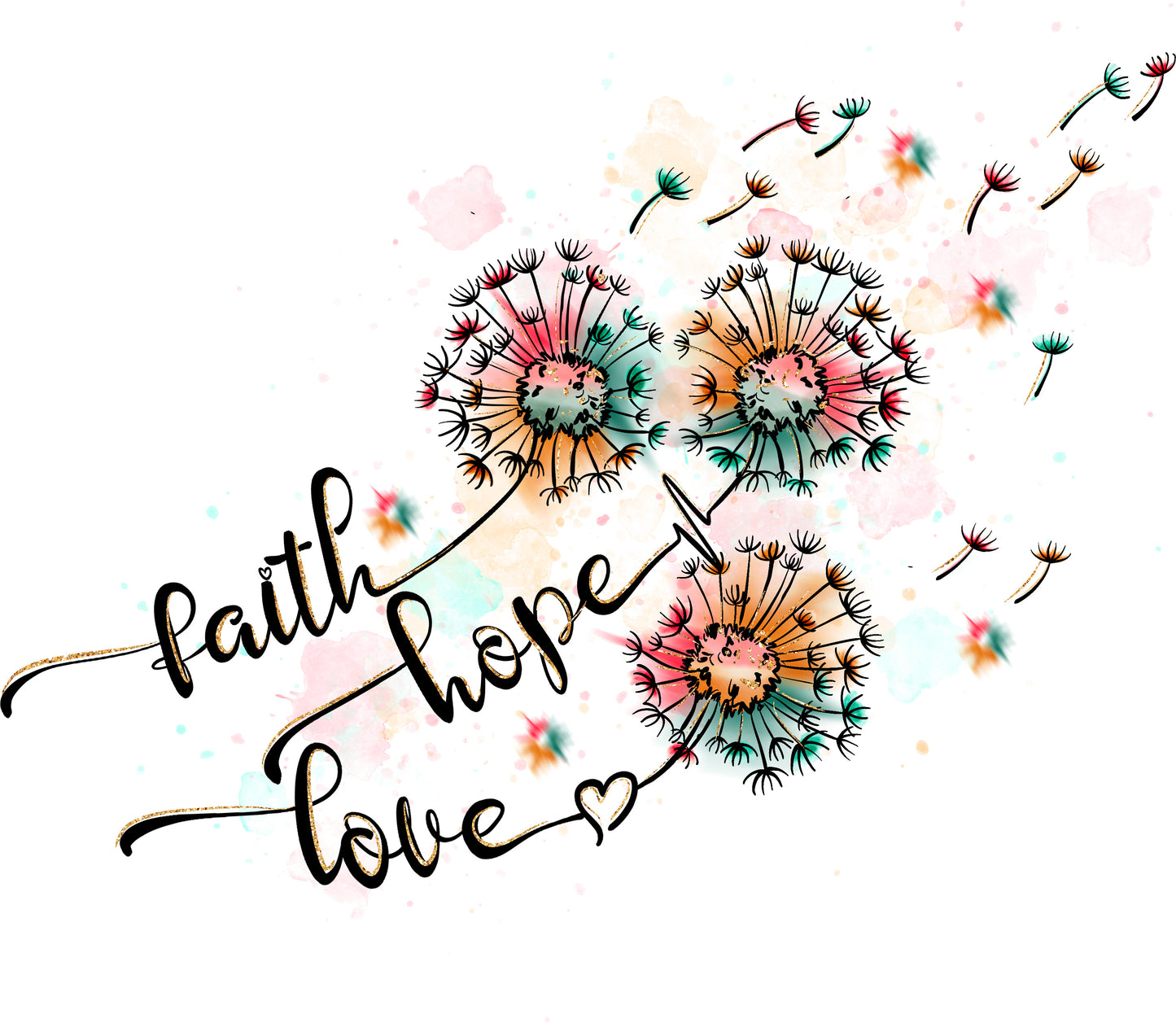 Pusteblume Faith Hope Love | Bügelbild & UV-DTF Sticker