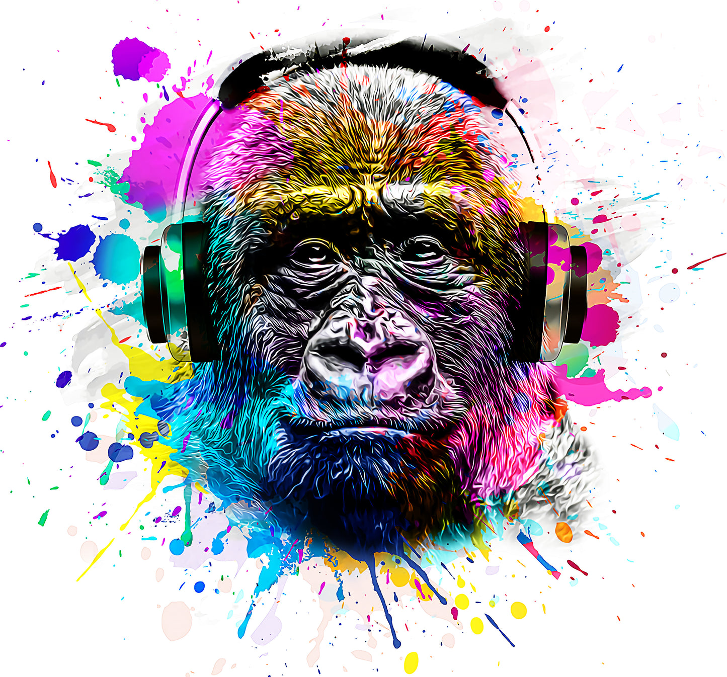 Gorilla kopf bunt | Bügelbild & UV-DTF Sticker