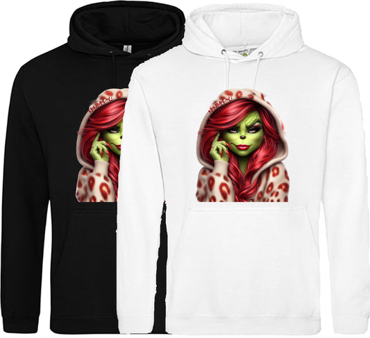 Hoodie Grinch Lady in Red