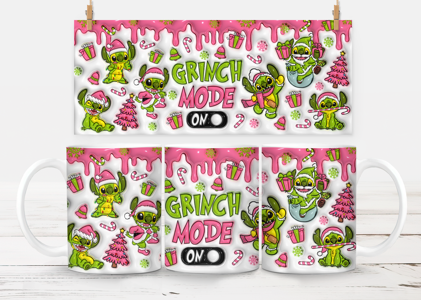 Tasse Grinch Mode ON pink