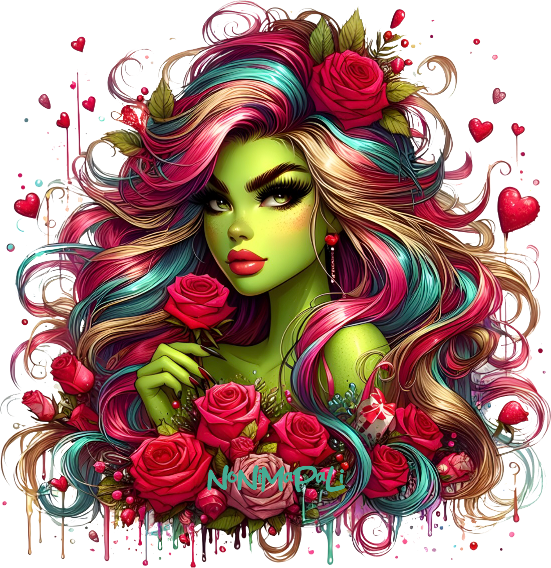 Grinch mit Rosen