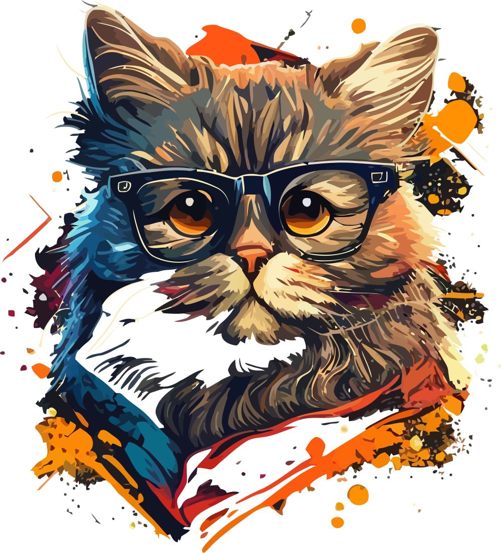 Katze mit Brille | Bügelbild & UV-DTF Sticker