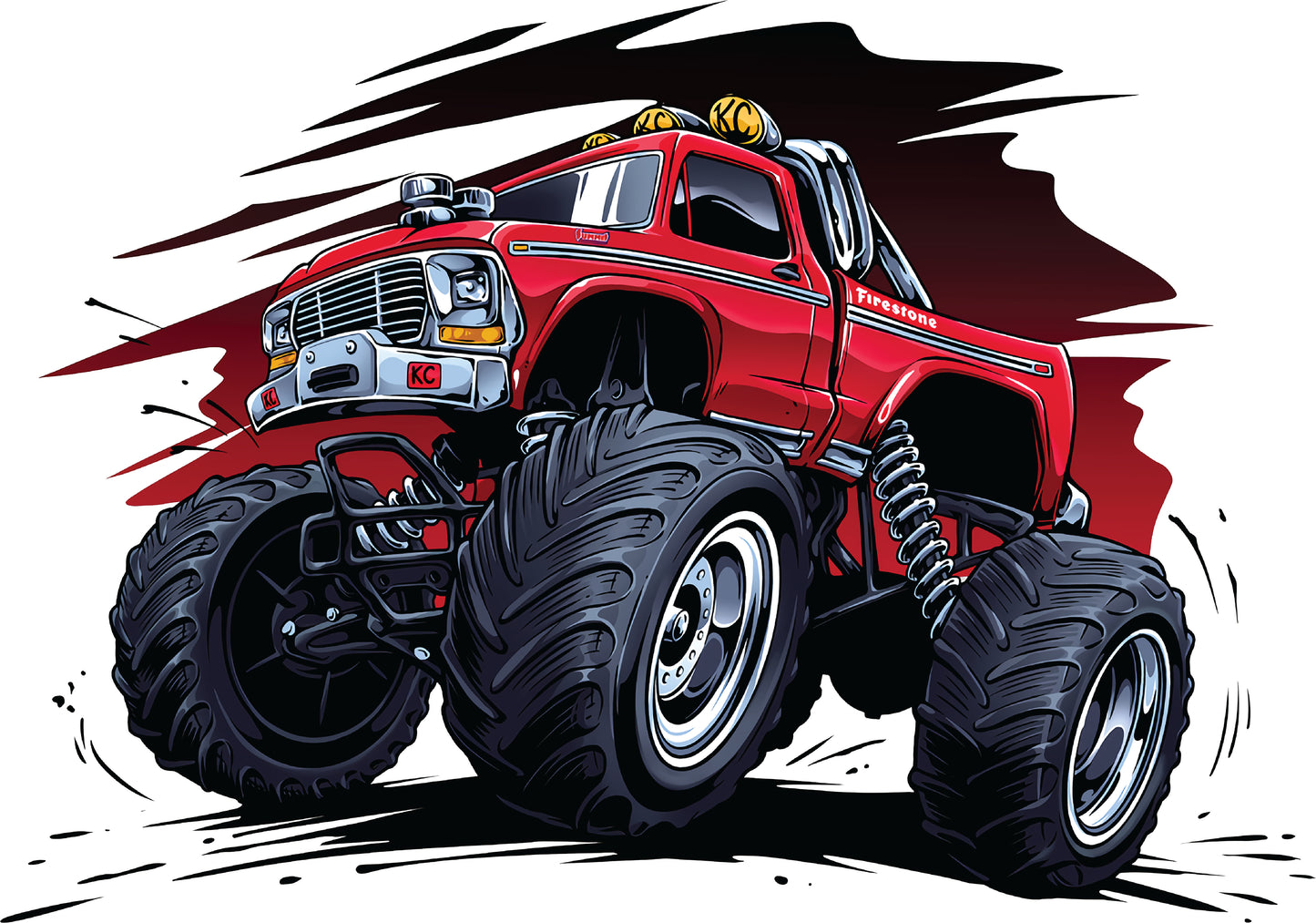 Monstertruck rot | Bügelbild & UV-DTF Sticker