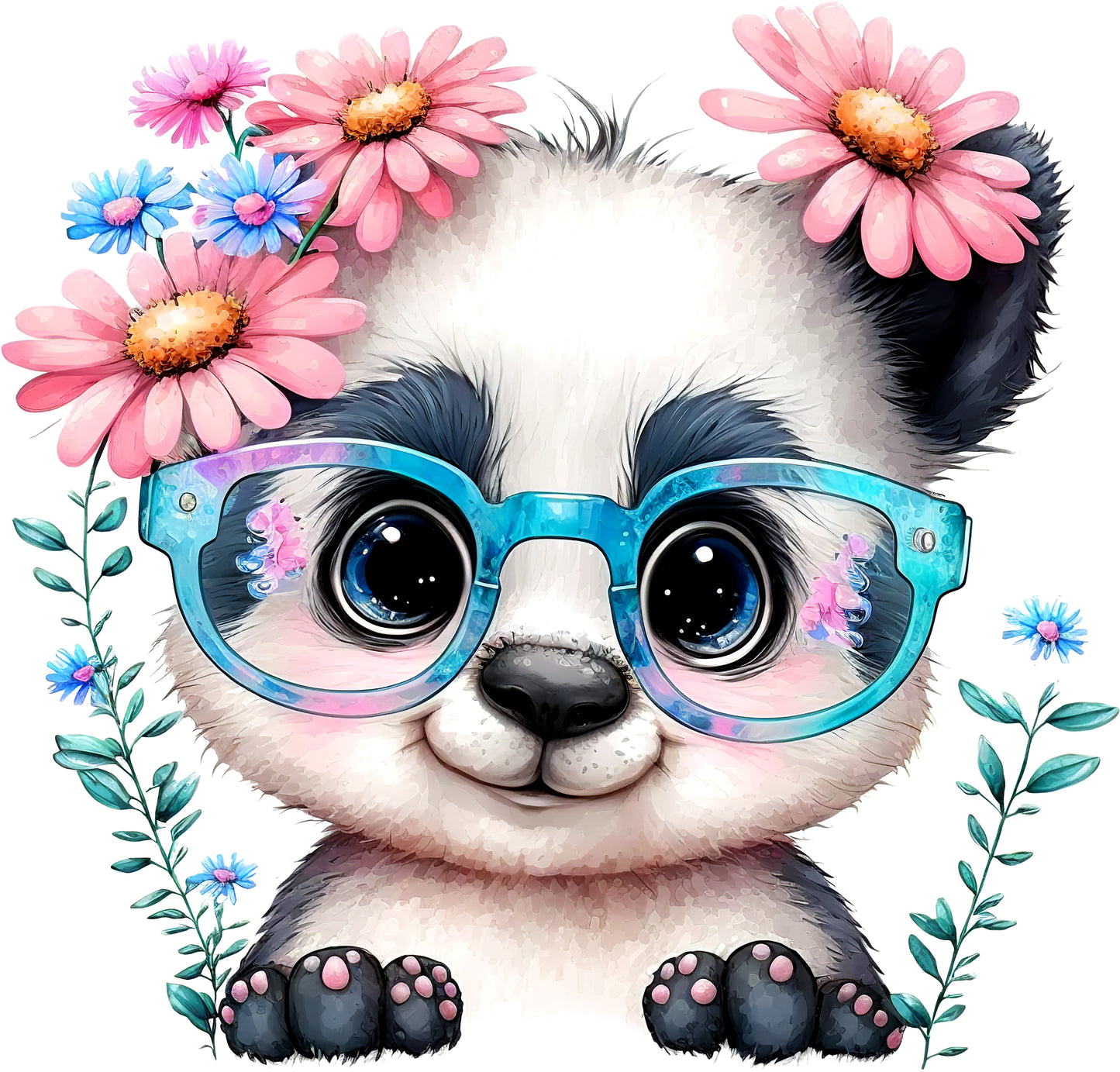 Pandabär mit Brille | Bügelbild & UV-DTF Sticker