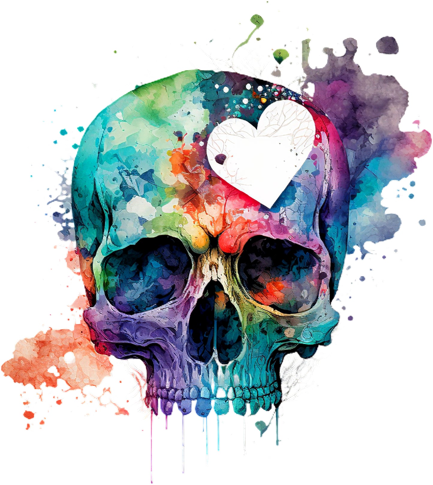 Skull mt Herz | Bügelbild & UV-DTF Sticker