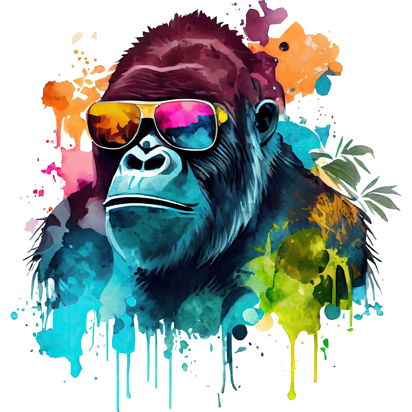 Gorilla bunt mit Brille