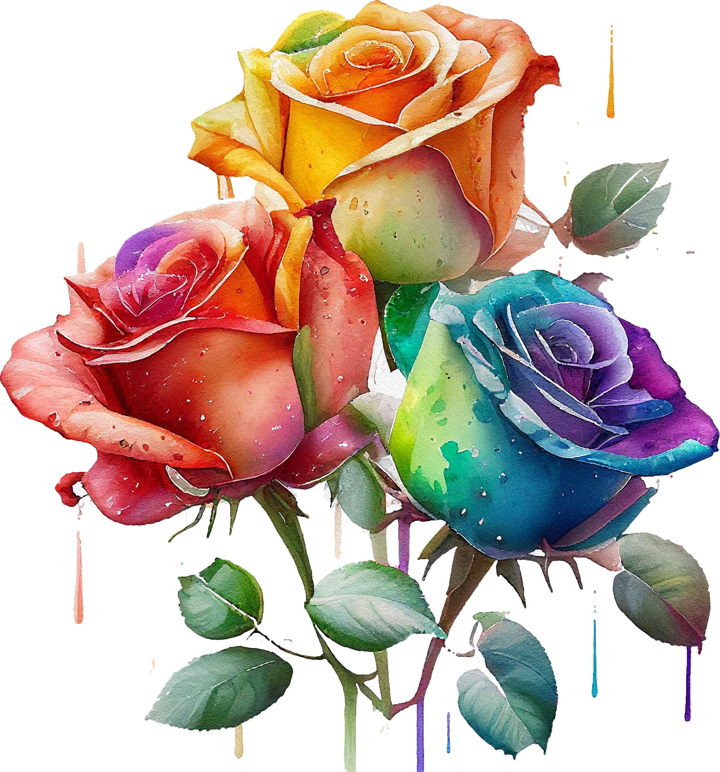 Watercolor Rosen | Bügelbild & UV-DTF Sticker