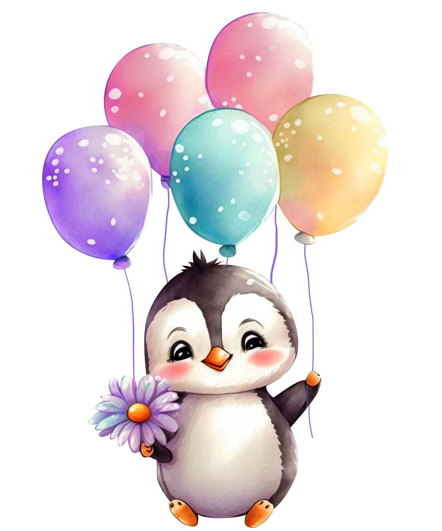 Pinguin mit Luftballons