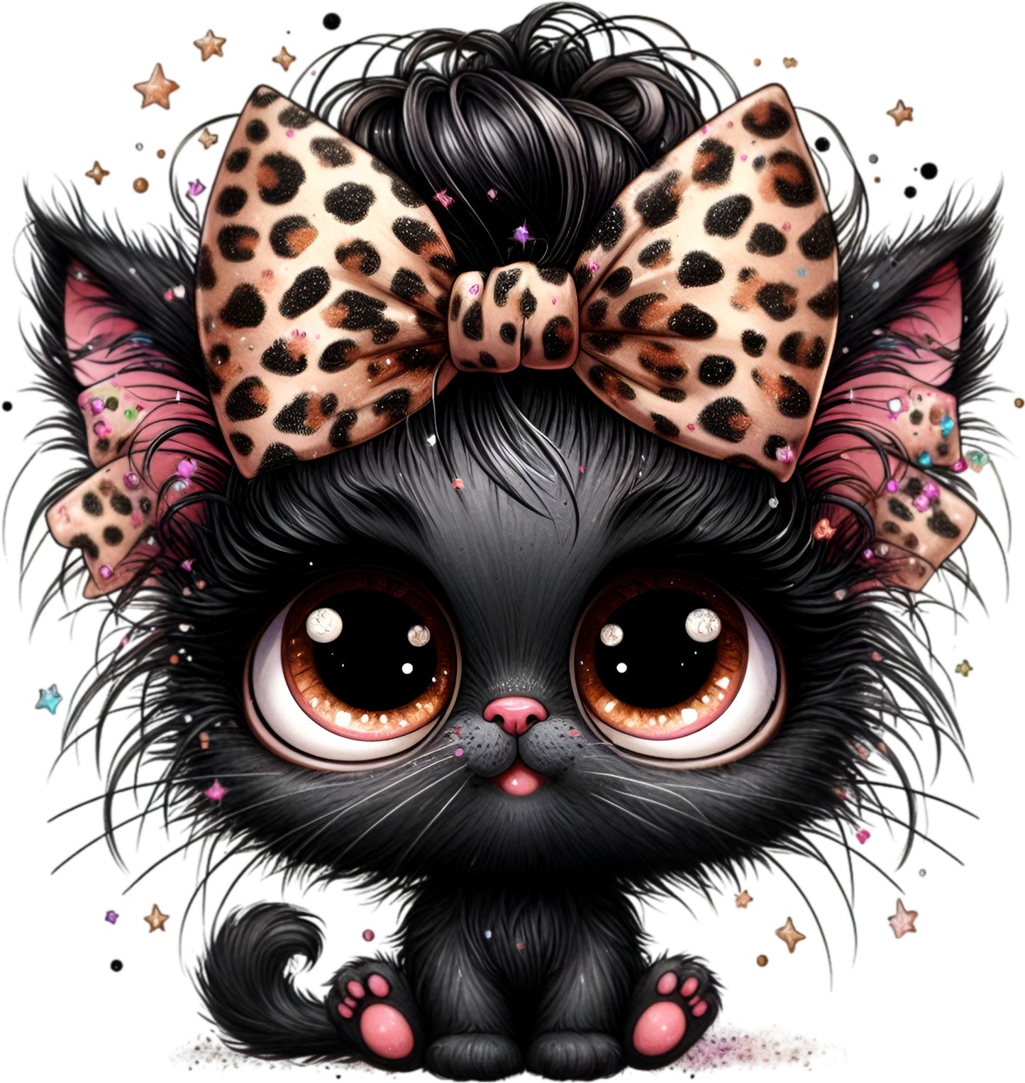 Uv-DTF Sticker schwarze Katze Leo