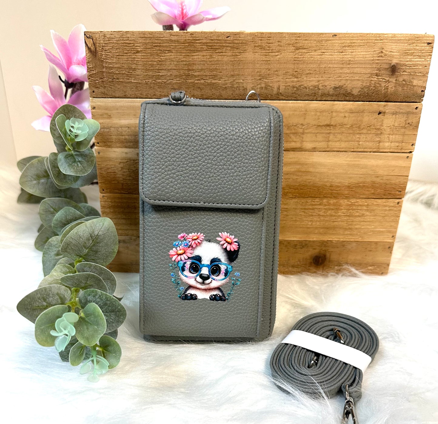Handy-Bag grau Panda