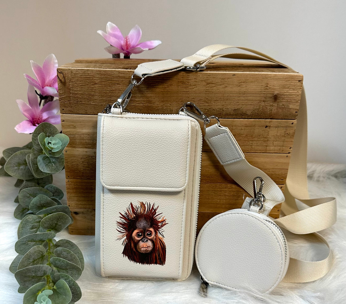 Handy-Bag beige Affe