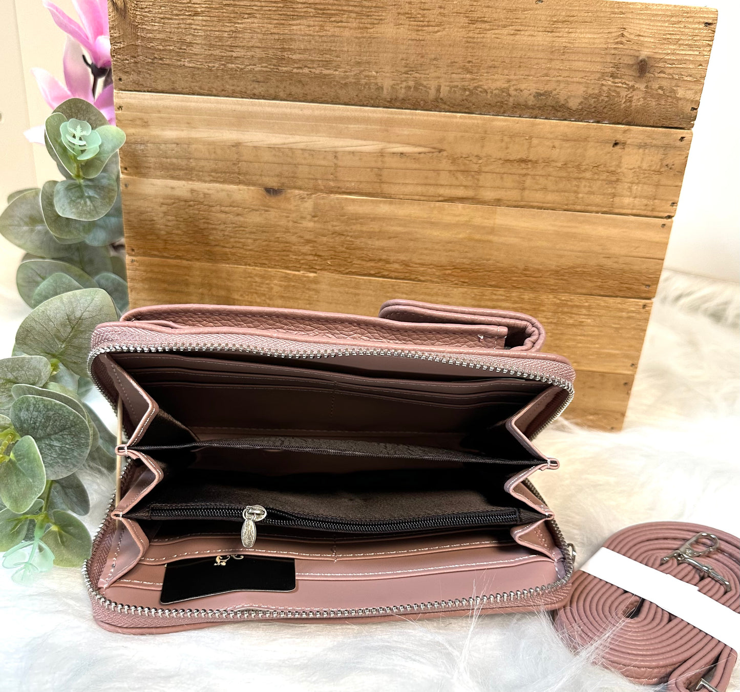 Handy-Bag altrosa Vogel
