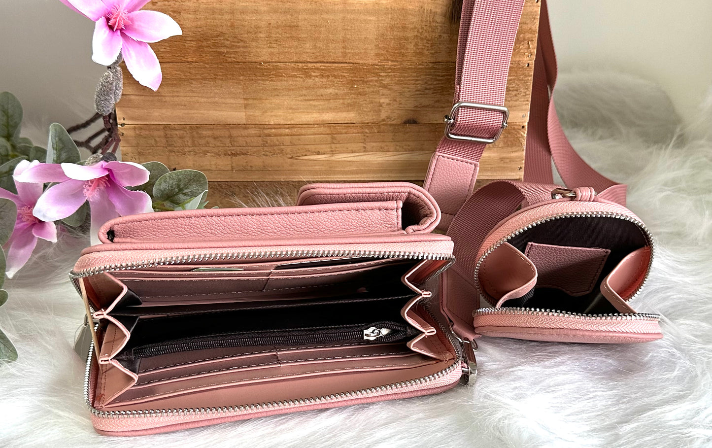 Handy-Bag altrosa mit Wunsch Motiv