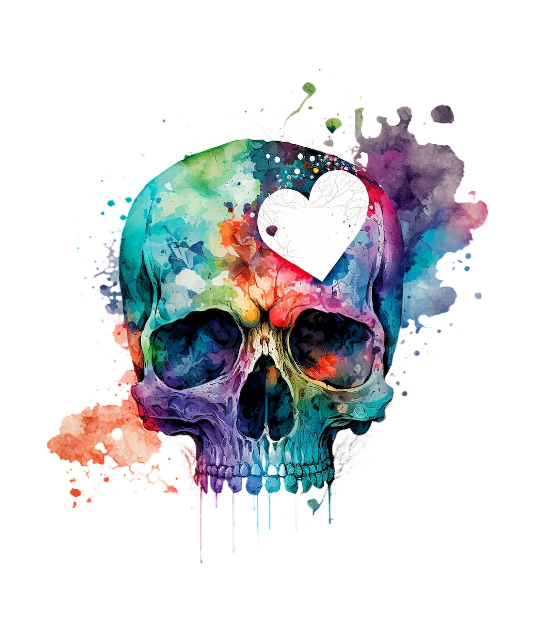 Skull mit Herz bunt