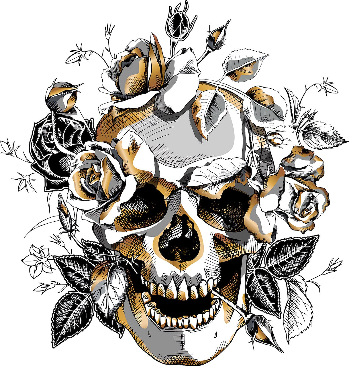 Skull mit Rosen