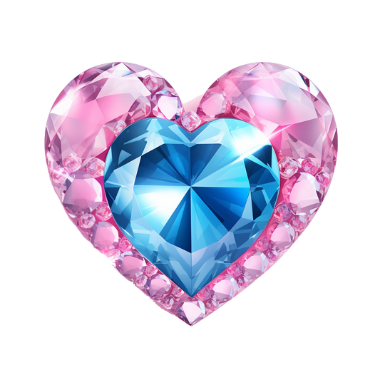 Diamant Herz rosa/blau