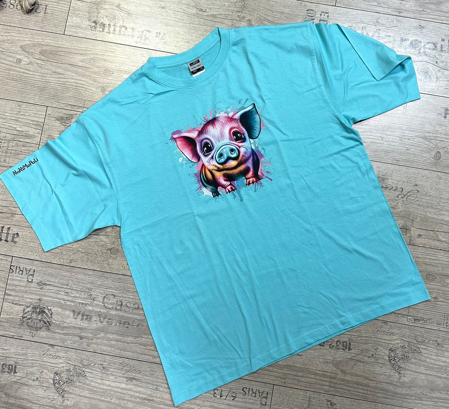 T-Shirt Neon Schwein mint