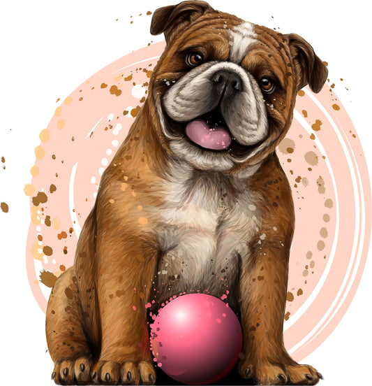 Bulldogge mit Ball | Bügelbild & UV-DTF Sticker