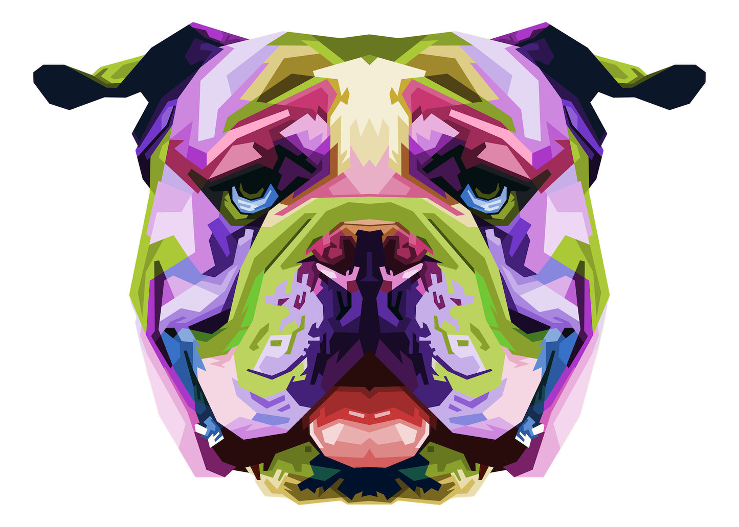 Bulldoggenkopf bunt | Bügelbild & UV-DTF Sticker