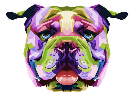 Bulldoggenkopf bunt | Bügelbild & UV-DTF Sticker