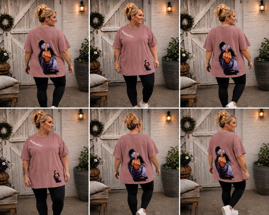 Oversize T-Shirt "Rebel" mit Strasssteinen