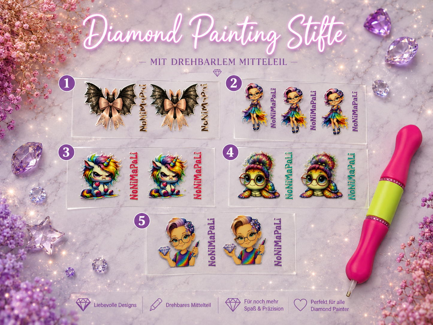Infinity Pen Diamond Painting Stift – handveredelt mit Swarovski-Steinen bunt