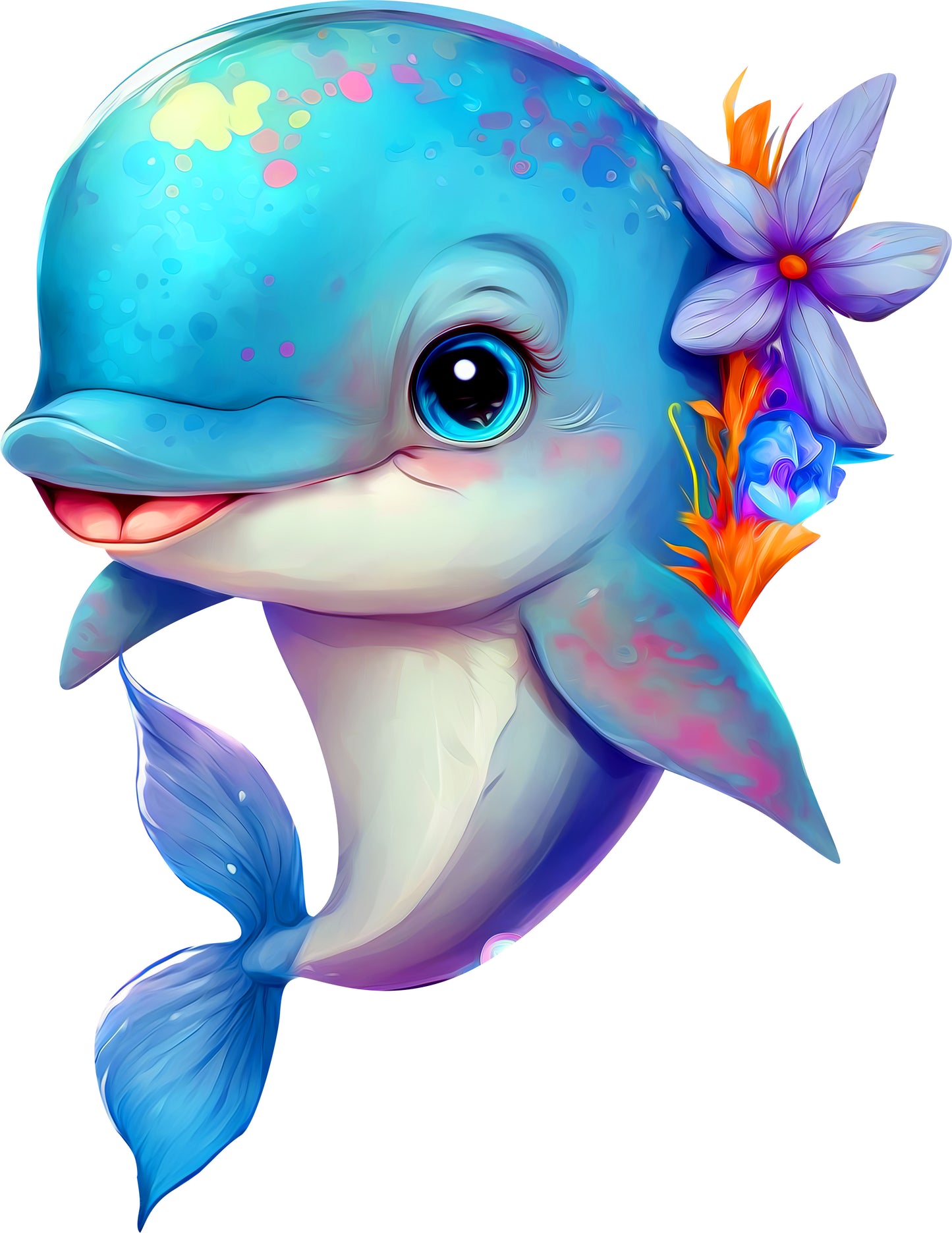 Delphin mit Blume | Bügelbild & UV-DTF Sticker