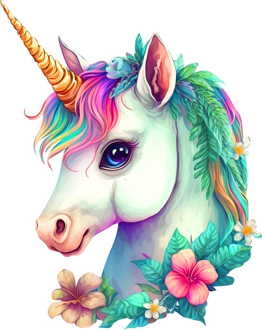 Einhorn Kopf | Bügelbild & UV-DTF Sticker