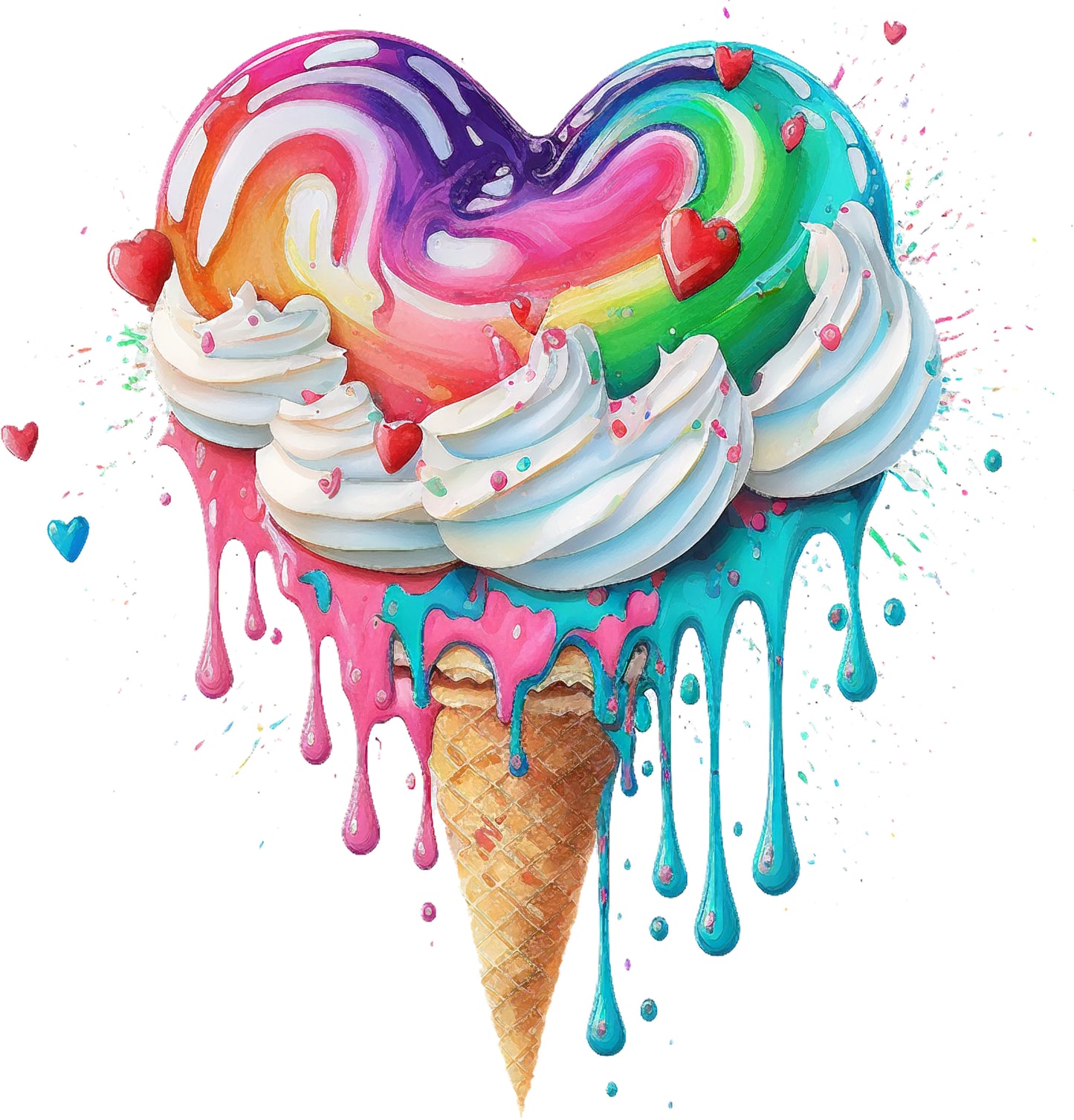 Eiswaffel bunt | Bügelbild & UV-DTF Sticker