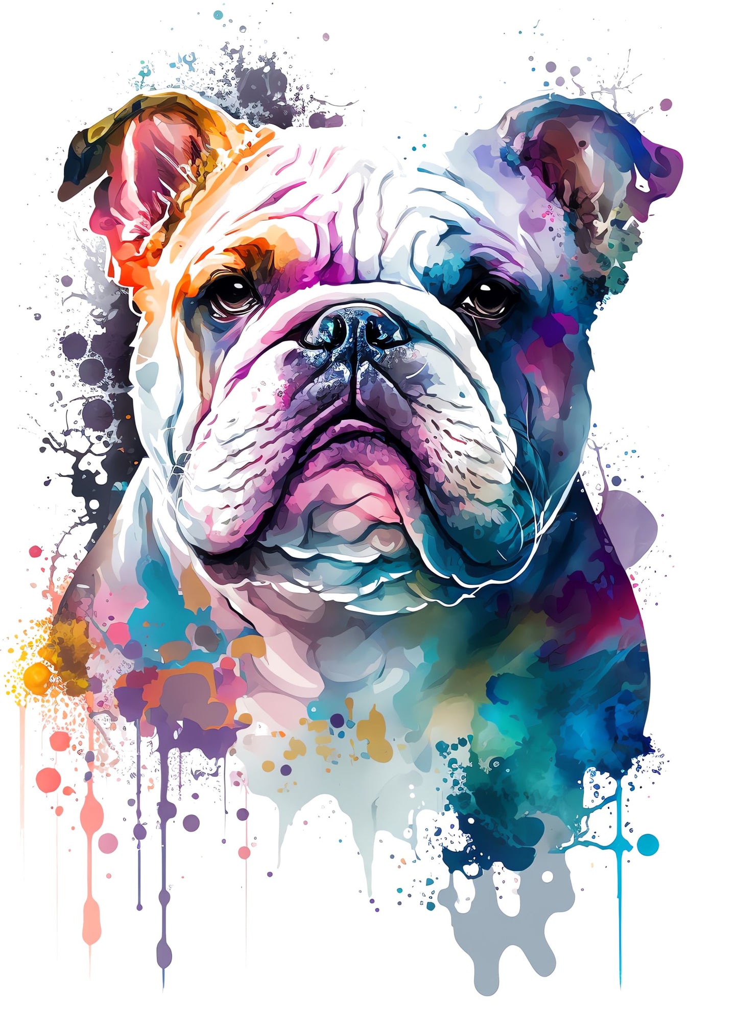 bunte Englische Bulldogge | Bügelbild & UV-DTF Sticker