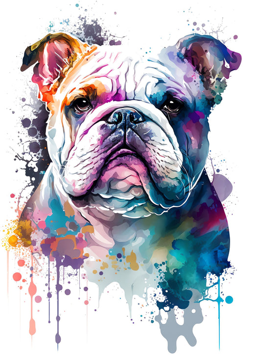 bunte Englische Bulldogge | Bügelbild & UV-DTF Sticker