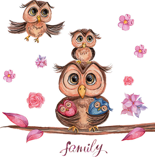 Eulen Familie | Bügelbild & UV-DTF Sticker