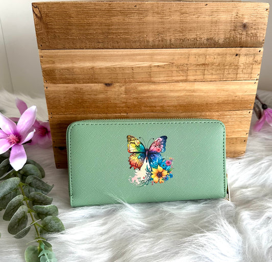 Portemonnaie groß Lindgrün Schmetterling