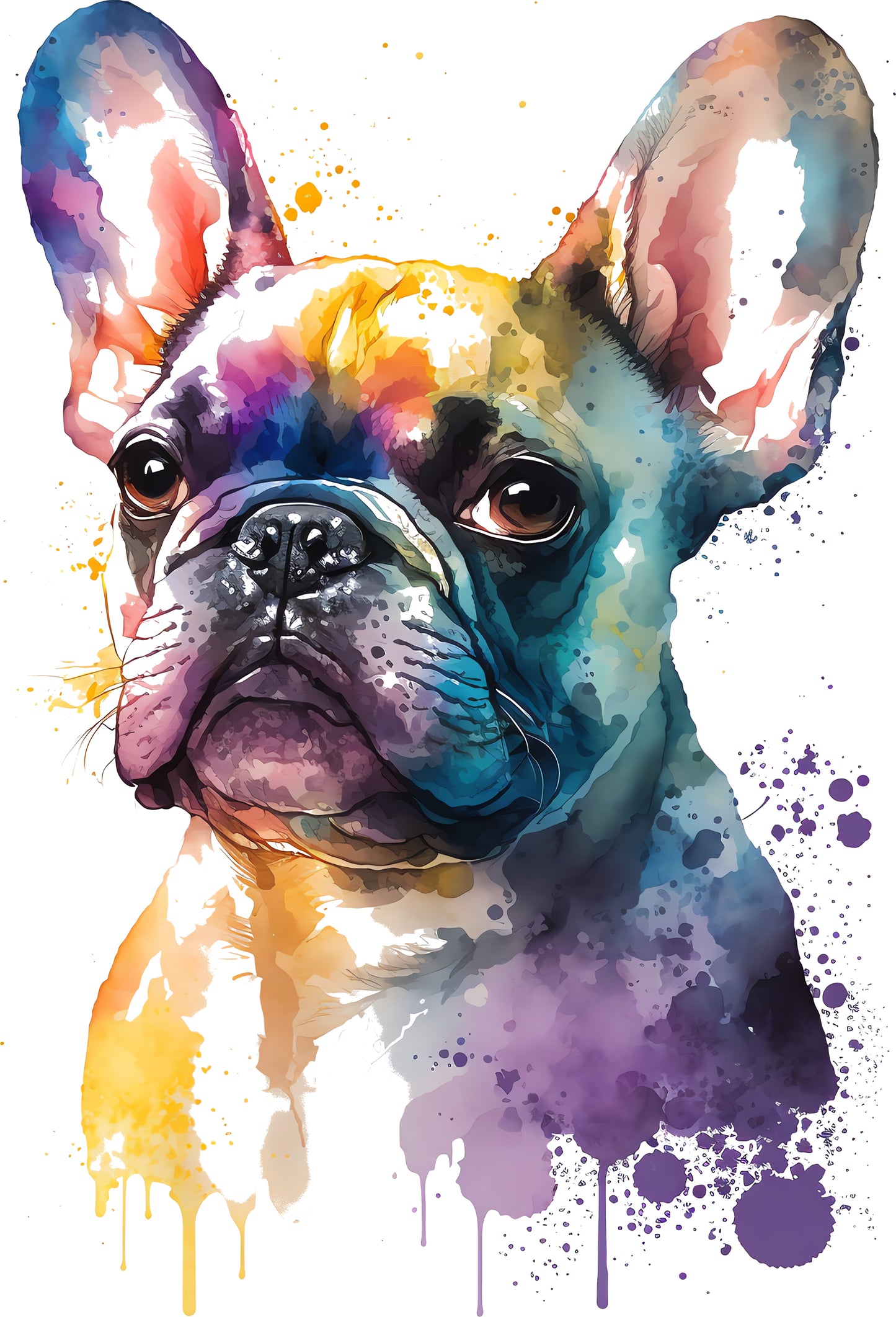 bunte Französische Bulldogge | Bügelbild & UV-DTF Sticker