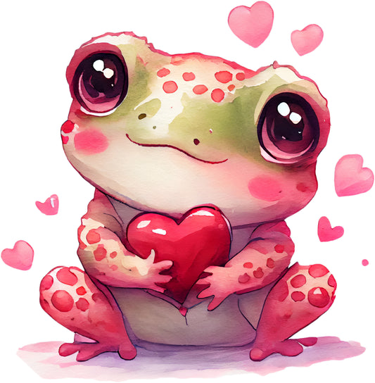Frosch mit Herz | Bügelbild & UV-DTF Sticker