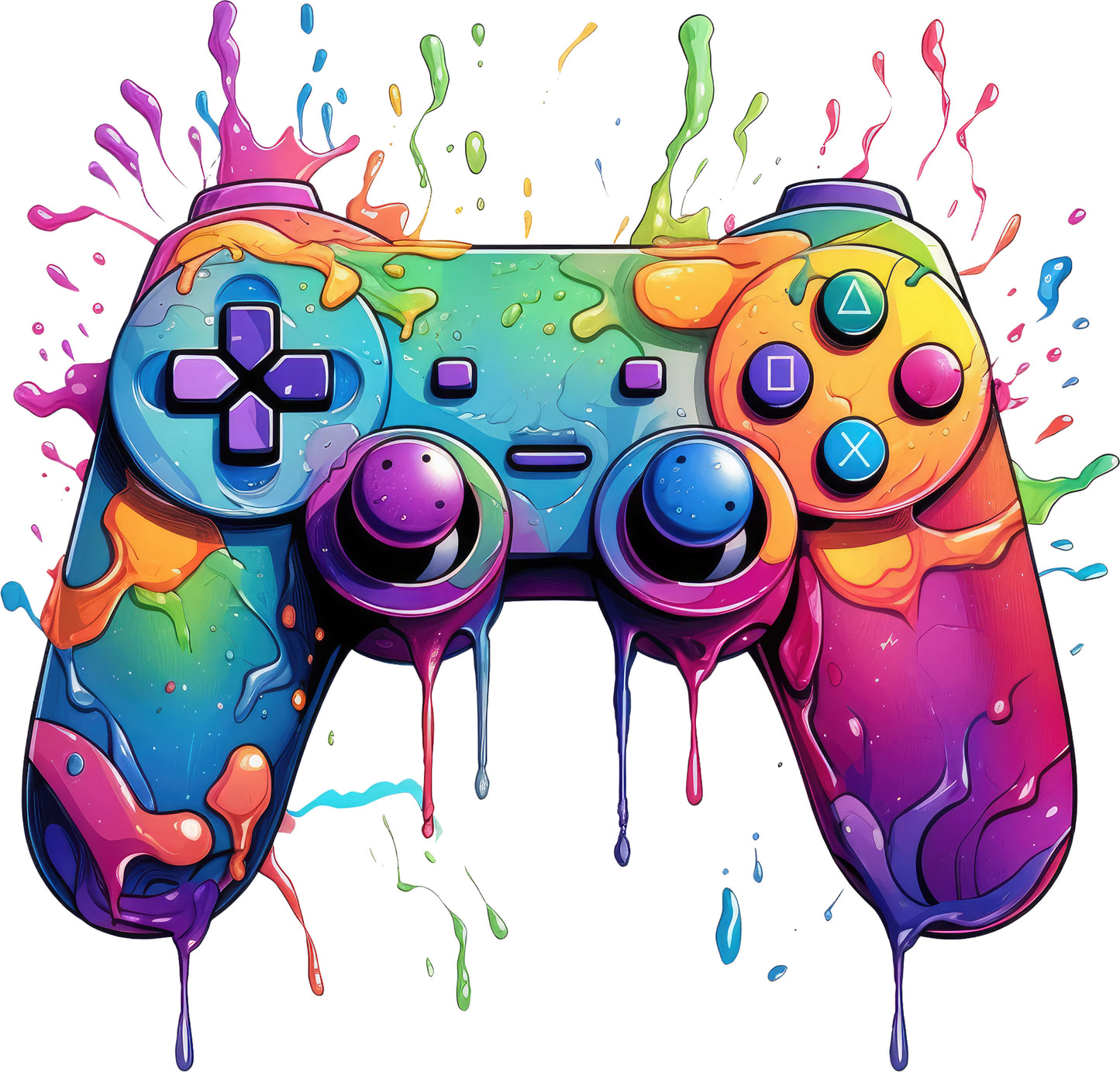 Game Controller bunt | Bügelbild & UV-DTF Sticker