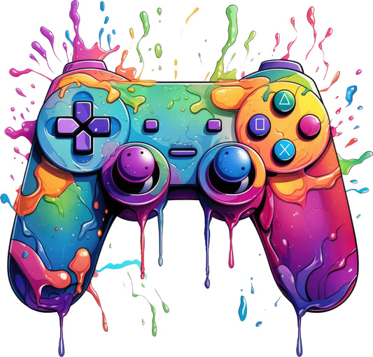 Game Controller bunt | Bügelbild & UV-DTF Sticker