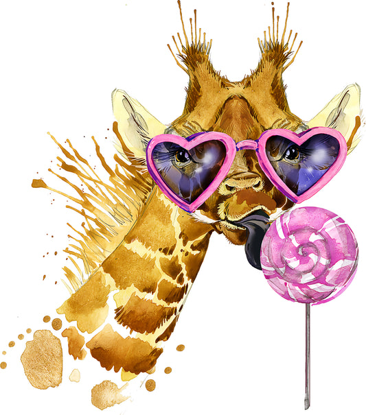 Giraffe mit Lolly | Bügelbild & UV-DTF Sticker
