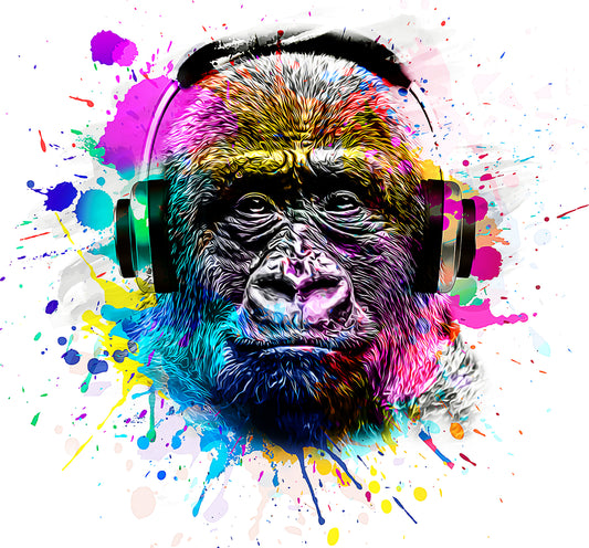 Gorilla kopf bunt | Bügelbild & UV-DTF Sticker